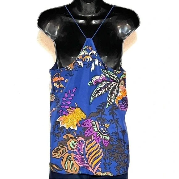 J. Crew Woman 100% SILK Classic Floral Sleeveless Holter Top Size 4 - Picture 4 of 11